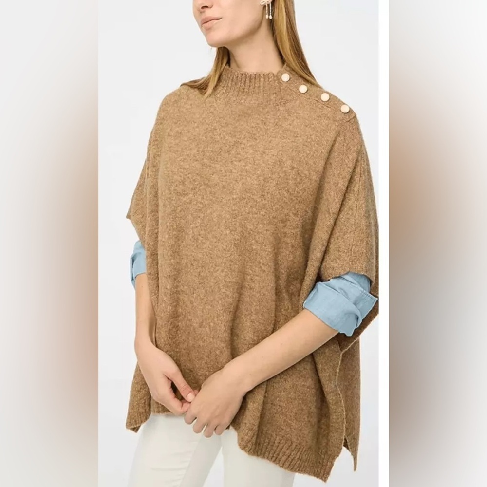 J. Crew Factory Tan Poncho with Button Detail